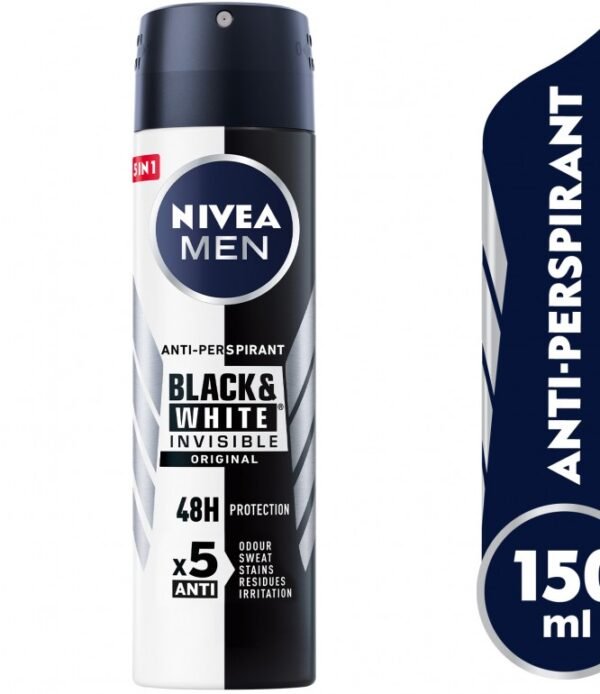 product-4005900035653 بخاخ نيفيا بلاك آند وايت إنفيزبل بحجم 150 مل، يوفر انتعاشًا مناسبًا للاستخدام اليومي.
